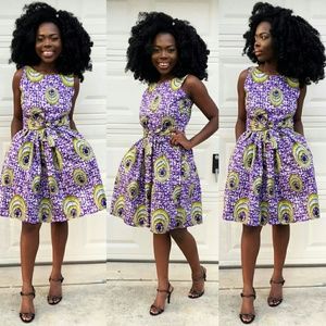 Women African print knee length dress